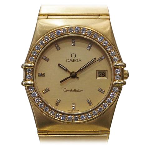 omega constellation yellow gold diamond